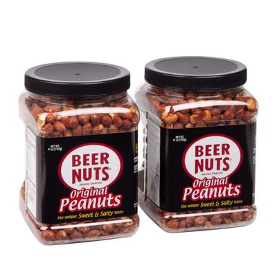 BEER NUTS Original Peanuts - Sweet &amp; Salty Bar Nuts - Gluten Free, Kosher, Low Sodium Peanut Snacks Made In The USA - 41oz Family Size Resealable Jar (Pack of 2)