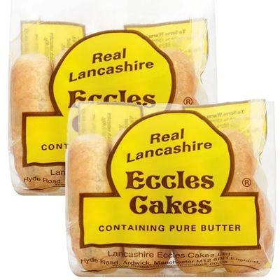 Real Lancashire Eccles Cake | British Snacks Made with Pure Butter &amp; Dried Currants | Traditional &amp; Delicious Fruity Cake for Any Occasion | 5.29 Oz | 4 Cakes (Pack of 2)