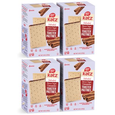 Katz Gluten Free Toaster Pastries.Unfrosted Cinnamon Gluten Free, Dairy Free, Nut Free, Peanut Free, Soy Free. Kosher Snacks 8 OZ (Pack Of 4)