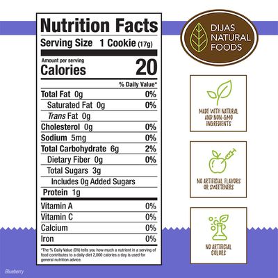 DIJAS Natural Foods, Crunchy Fat Free Biscotti Cookie, All Natural Preservative Free Ingredients, Delicious Low Calorie Snack (5 Ounces, Blueberry)