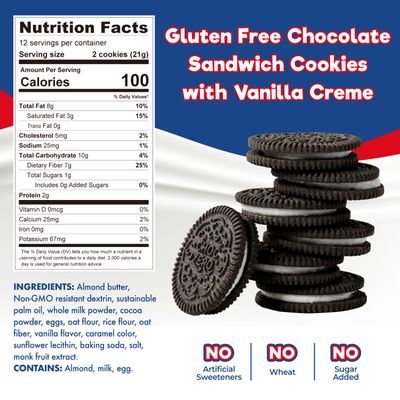 ChocZero Keto Chocolate Sandwich Cookies with Creme - Low Sugar Gluten Free Dunkies (1 Box, 9oz)