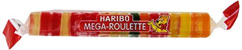HARIBO Gummi Candy, Mega-Roulette Gummy Candy, 1.59 Ounce Rolls (Pack of 24) Delicious Soft &amp; Chewy Sweet Snacks, Assorted Fruity Flavors