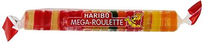 HARIBO Gummi Candy, Mega-Roulette Gummy Candy, 1.59 Ounce Rolls (Pack of 24) Delicious Soft &amp; Chewy Sweet Snacks, Assorted Fruity Flavors