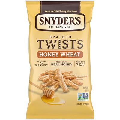 Snyder&#39;s of Hanover Pretzels, Braided Pretzel Twists Honey Wheat, 12 Oz