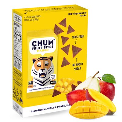 Chum Fruit Snacks 100% Real Fruit Snack for Children and Adults (Mango, 24 Pack) - No Added Sugar, All-Natural Convenient Healthy Snack (Nut Free, Gluten Free, Vegan, Kosher, Paleo, Non-GMO)
