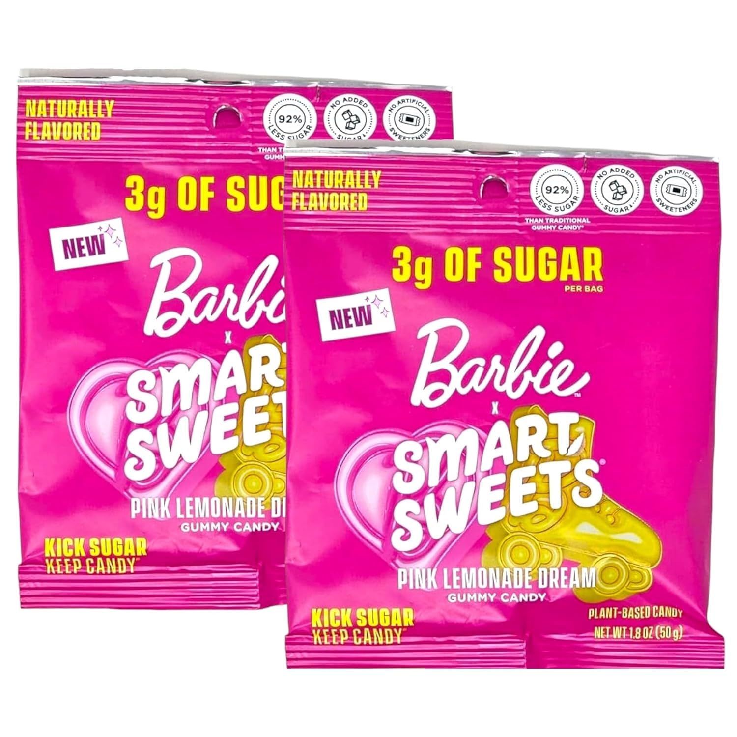 (Pack of 2) Pink Lemonade Dream Gummy Candy, Low Sugar, Low Calorie, No Artificial Sweeteners, Plant-Based, Gluten-Free, 1.8oz each