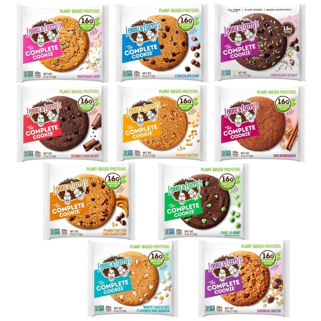 Lenny &amp; Larry&#39;s The Complete Cookie Variety Pack of 10 Flavors (10 Count) Plant Based Protein Cookie Bundle by ZIGGALOU