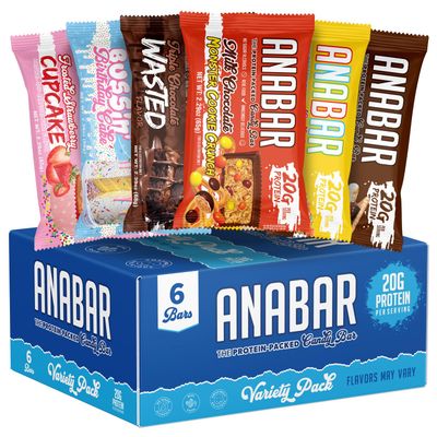 Anabar Protein Bar, The New Sampler Pack, The Protein-Packed Candy Bar, World&#39;s Best Tasting Protein Bar, No Sugar Alcohols, Real Food, Amazingly Delicious, 20 Grams of Protein (6 Bars, Variety Pack)