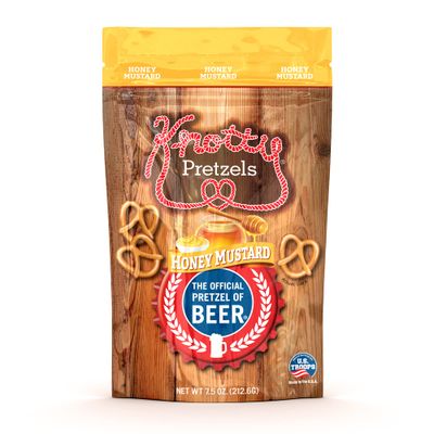 Knotty Pretzels - The Official Pretzel of Beer 7.5 Ounce Individual Seasoned Pretzel in Resealable Snack Bags - Honey Mustard (3 Pack)