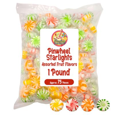 Pinwheel Starlight Hard Candy - 1 Pound (Approximately 75 pieces) - Fruit Flavored Starlight Individually Wrapped