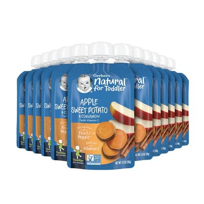 Gerber Baby Food Pouches, Toddler 12 Months, Apple Sweet Potato, 3.5 Ounce (Pack of 12)