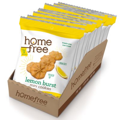 Homefree Treats You Can Trust Gluten Free Mini Cookies, Single Serve, Lemon Burst, 1.0 Ounce (Pack of 10)