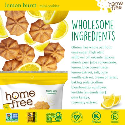 Homefree Treats You Can Trust Gluten Free Mini Cookies, Single Serve, Lemon Burst, 1.0 Ounce (Pack of 10)