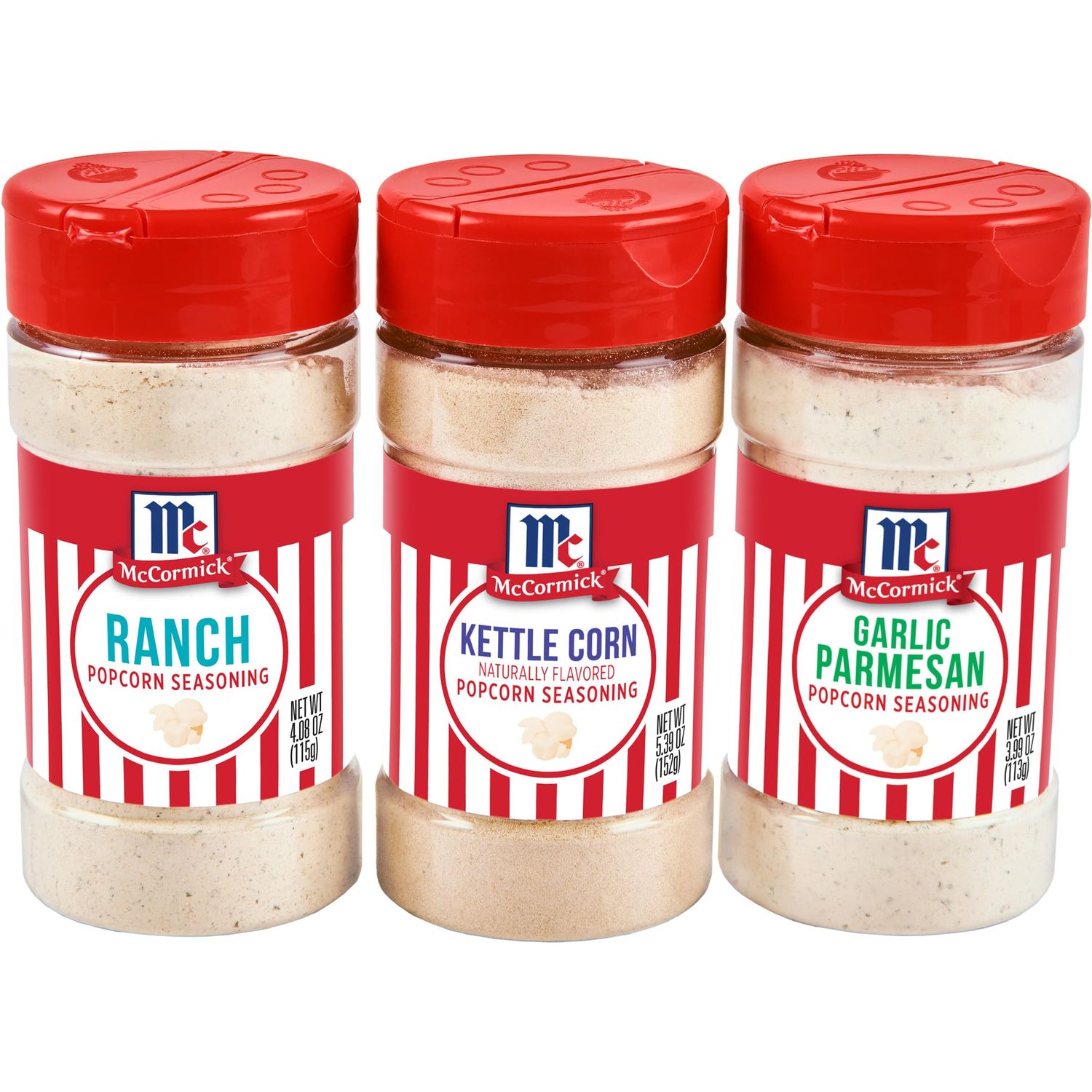 McCormick Popcorn Seasoning Variety Pack (Garlic Parmesan, Ranch, and Kettle Corn), 13.46 oz