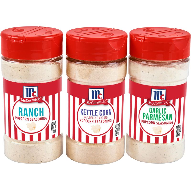 McCormick Popcorn Seasoning Variety Pack (Garlic Parmesan, Ranch, and Kettle Corn), 13.46 oz