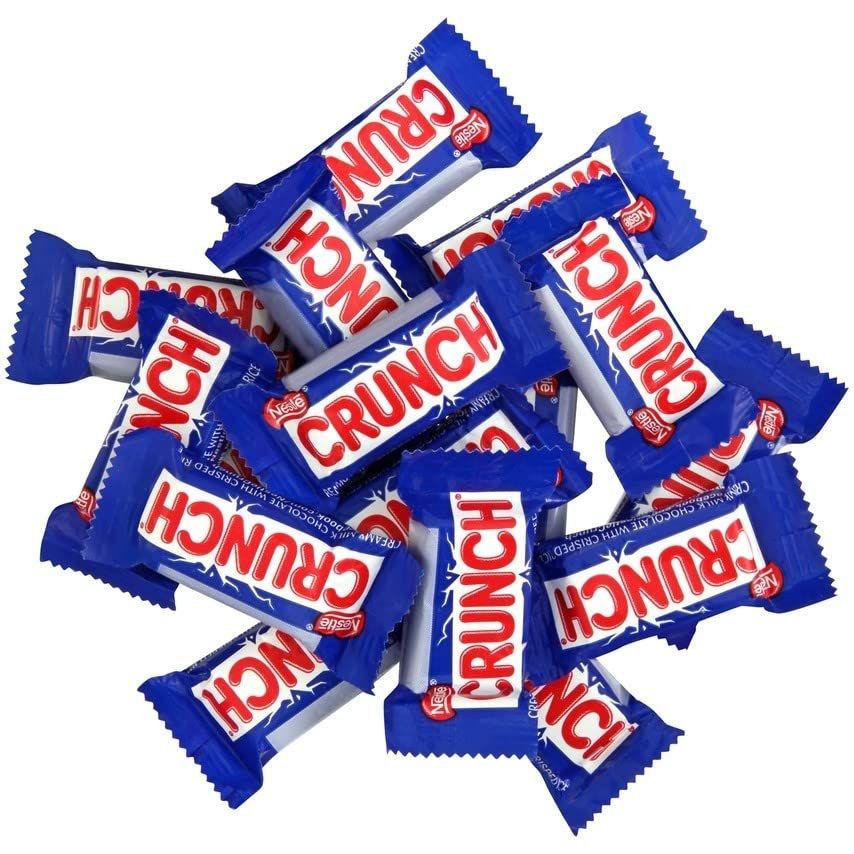 Crunch Fun Size Crisped Rice Chocolate Bars Bulk Bag (1 Pound) - Individually Wrapped Snacks