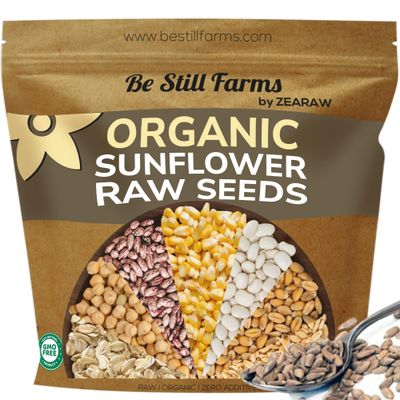 Organic Raw Sunflower Seeds Shelled (2.8lb) Be Still Farms - Unsalted Sun Flower Kernels Bulk Not Roasted Nut Free - Ideal for Salad, Butter, Healthy Snacks - USDA Certified | Vegan | Non-GMO