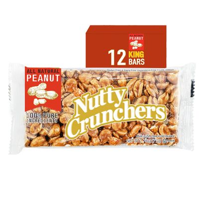 Nutty Crunchers All Natural Ingredients Large Bars (Peanut, 12 King Barsbox)