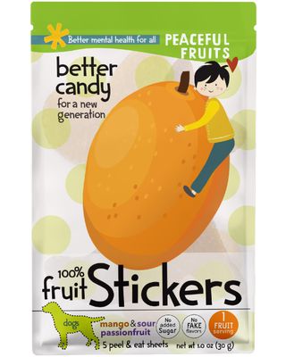 Peaceful Fruits Peel-n-Eat Dog Stickers - Candy That&#39;s 100% Fruit - Mango &amp; Passionfruit - No Added Sugars, No Sugar Substitutes, No Dyes (6)