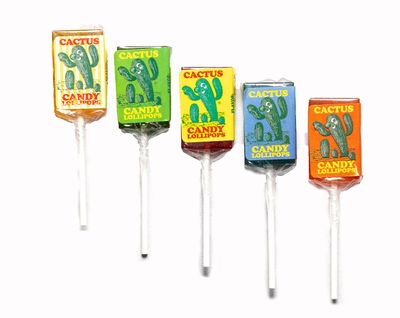 Lollipops Assorted Flavors - Five Pack of 1 oz Prickly Pear Lollipops - Prickly Pear, Blueberry, Watermelon Orange and Lemon, made by Cactus Candy Company, (5 Pack)