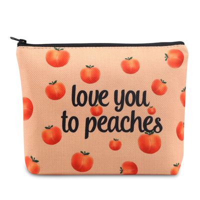 VAMSII Peach Makeup Bag Love You To Peaches Funny Peach Gift Bags Peach Themed Gifts Fruit Pun Gifts Peach Lover Gifts (love you to peaches)