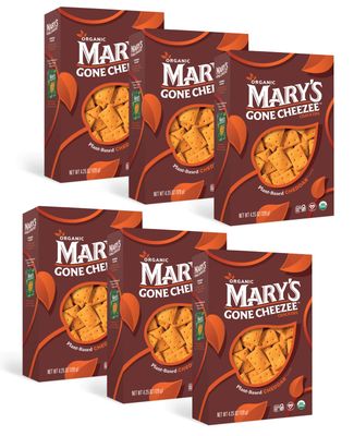 Mary&#39;s Gone Crackers Cheezee Plant-Based Crackers, Cheddar Flavor, Vegan, Dairy Free, Toasty &amp; Tangy Organic Snack, Family Size 4.25 Ounce (Pack of 6)