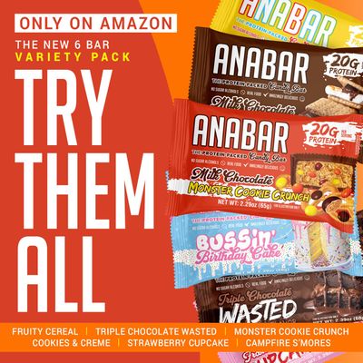 Anabar Protein Bar, The New Sampler Pack, The Protein-Packed Candy Bar, World's Best Tasting Protein Bar, No Sugar Alcohols, Real Food, Amazingly Delicious, 20 Grams of Protein (6 Bars, Variety Pack)