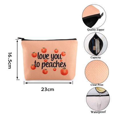 VAMSII Peach Makeup Bag Love You To Peaches Funny Peach Gift Bags Peach Themed Gifts Fruit Pun Gifts Peach Lover Gifts (love you to peaches)