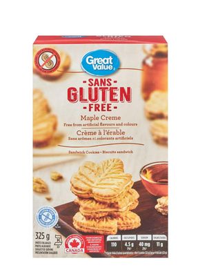 Great Value Gluten Free Maple Cream Cookies 325g11.5oz, (Imported from Canada)