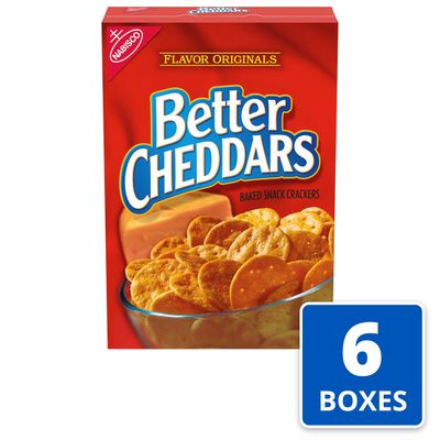 Better Cheddars Baked Snack Cheese Crackers, 6 - 6.5 Ounce Boxes (Pack of 6)