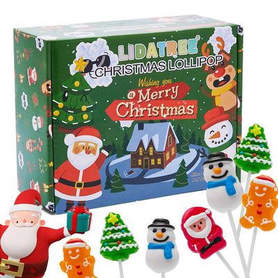 Lidatree Christmas Lollipop Suckers,Assorted Lollipops Candy Suckers,Snowman Candies,Lollipops Individually Wrapped,Sweet Holiday Candy with Gift Box for Holiday Party,17g Stocking Stuffers 24 Pack