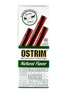 Ostrim High Protein Snack, Beef &amp; Ostrich, Natural Flavor, 1.5-Ounce Sticks (Pack of 20)