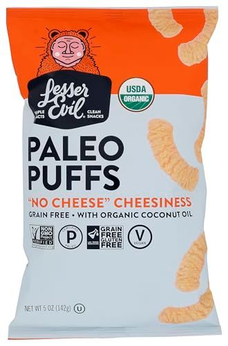 LESSEREVIL Organic No Cheddar Paleo Puffs, 5 OZ