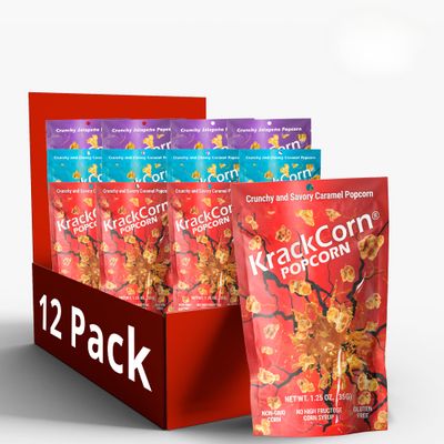 KrackCorn Popcorn Variety Pack - Original, Cheddar and Jalapeno (1.25 Oz) Flavored Popcorns, Gluten-Free &amp; Non-GMO Healthy Snacks Adults &amp; Kids, Individual Popcorn Bags for Snack, Pack of 12