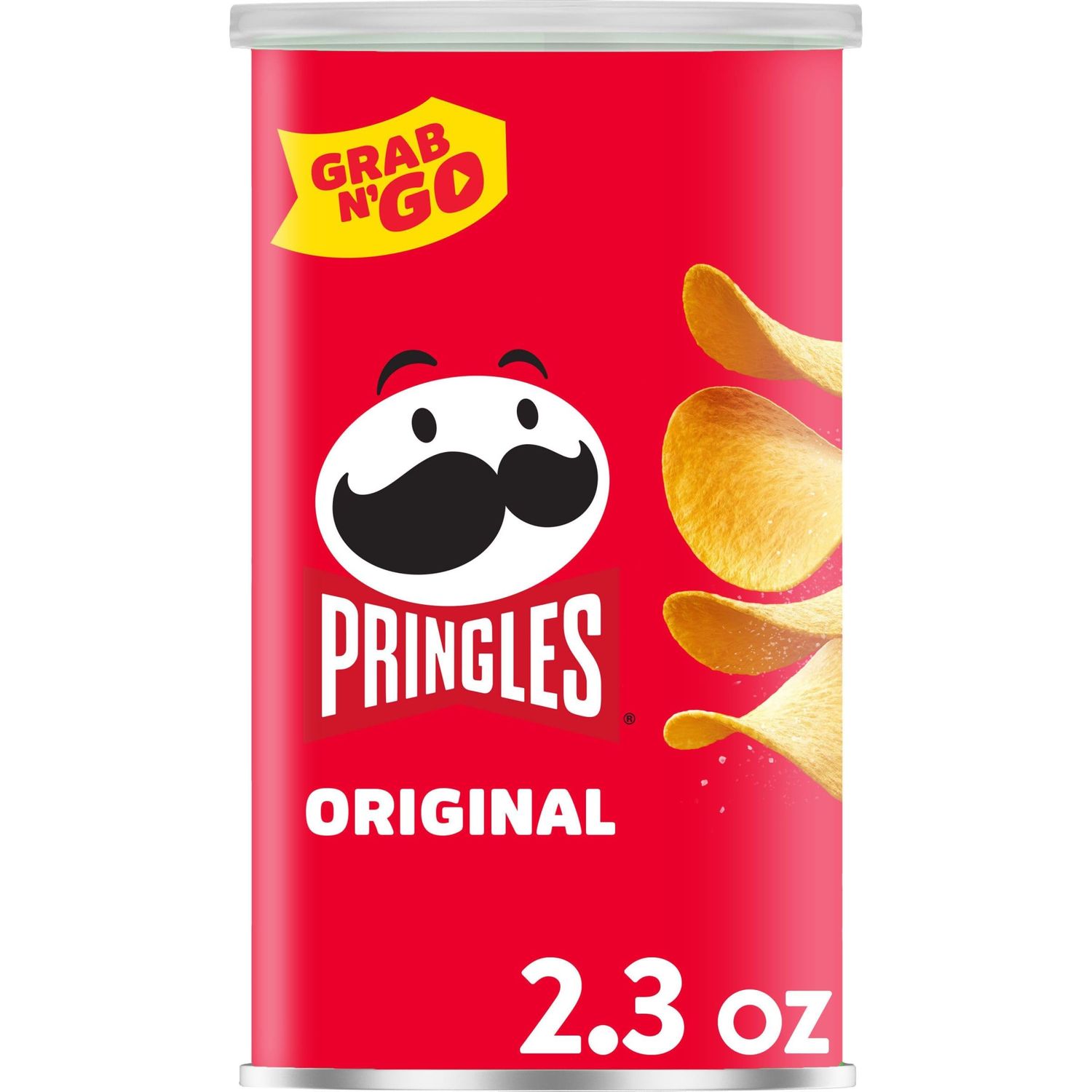 Pringles Potato Crisps Chips, Lunch Snacks, On-the-Go Snacks, Grab N' Go, Original, 2.3oz Can (1 Can)