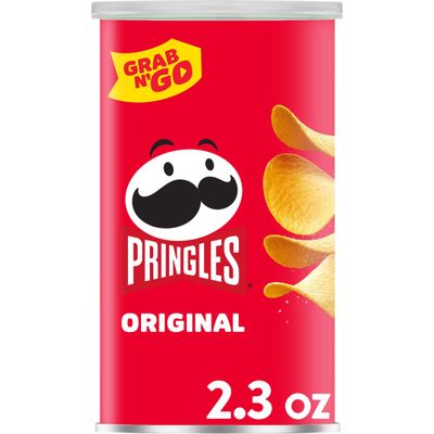 Pringles Potato Crisps Chips, Lunch Snacks, On-the-Go Snacks, Grab N' Go, Original, 2.3oz Can (1 Can)
