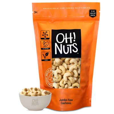 Raw Whole Unsalted Cashews | Raw - 100% Natural | 2 lb | Jumbo Raw Cashews | Packed in New York Zip-Seal Bag for Exceptional Freshness by Oh Nuts