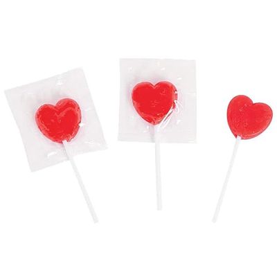 Valentine&#39;s Day Mini Heart Strawberry Suckers - 65 Pieces - Individually Wrapped