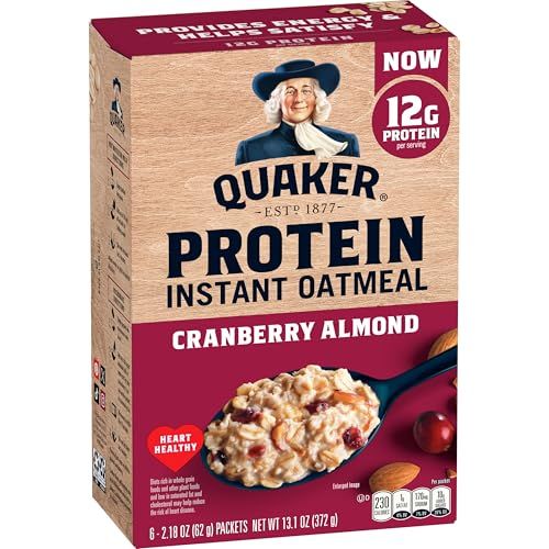 Quaker, Instant Oatmeal, Cranberry Almond, 6x 2.18 Oz Pouches per Box