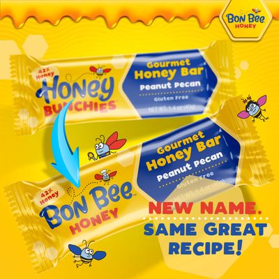 BON BEE Honey Bunchies All Natural Honey Bar - Natural Breakfast &amp; Nutrition Bars for Healthy Energy &amp; Fuel - Variety of Delicious Highlights &amp; Perfectly Balanced, 4-1.4oz Bars