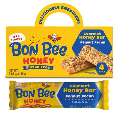 BON BEE Honey Bunchies All Natural Honey Bar - Natural Breakfast &amp; Nutrition Bars for Healthy Energy &amp; Fuel - Variety of Delicious Highlights &amp; Perfectly Balanced, 4-1.4oz Bars