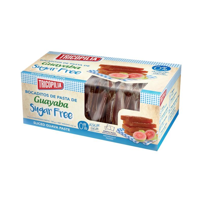 Tricopilia Sliced Guava Paste - Sugar Free - Healthy Snack No Added Sugar - Guava Flavored Treat From Costa Rica - 120 Grams - Guava Crackers Spread