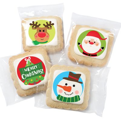 Christmas Cookies Stocking Stuffers for Kids Party Favors | Holiday Gourmet Corporate Food Gift INDIVIDUALLY WRAPPED Bulk | 24 Decorated Sugar Cookies