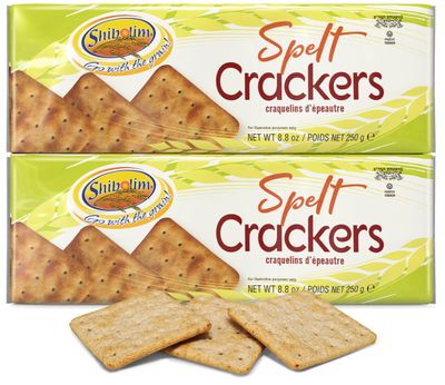 Shibolim Spelt Crackers, 8.8oz (2 Pack) | Wholegrain Cracker Squares | Great for Spreading Dipping &amp; Snacking