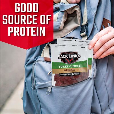 Jack Link's Turkey Jerky, Original, 5 oz. Sharing Size Bag - Flavorful Meat Snack with 13g of Protein, 80 Calories, Made with 100% Turkey - No Added MSG or NitratesNitrites