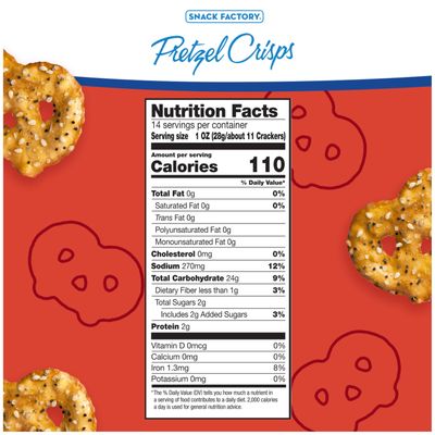 Snack Factory Everything Pretzel Crisps, Non-GMO, 14 OZ Party Size Bag