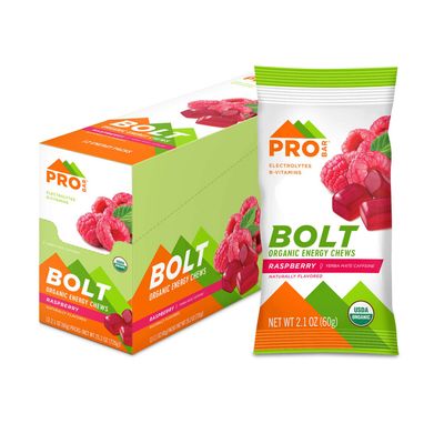 PROBAR - BOLT Organic Energy Chews, Raspberry, Non-GMO, Gluten-Free, USDA Certified Organic, Healthy, Natural Energy, Fast Fuel Gummies with Vitamins B &amp; C (12 Count)