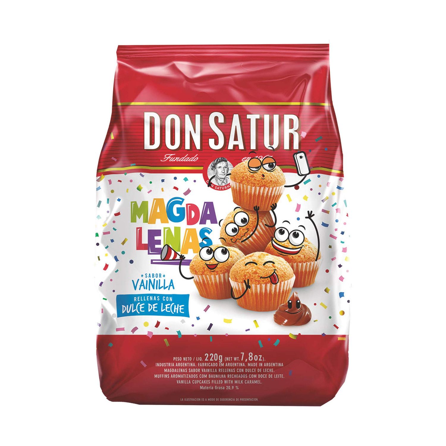 Don satur Madeleines filled with Dulce de leche 200gr 7.05oz (Pack of 2)