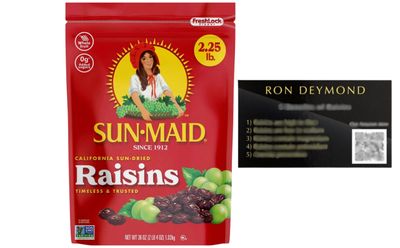Sun-Dried Raisins - 36 oz Resealable Bag - Dried Fruit Snack for Lunches, Snacks, and Natural Sweeteners with RON DEYMOND card