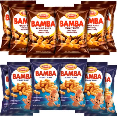 Bamba Peanut Butter Snacks All Natural Peanut Butter PB Corn Puffs (6 Hazelnut Cream , 2.1oz Bags  6 Regular, 1oz Bags)